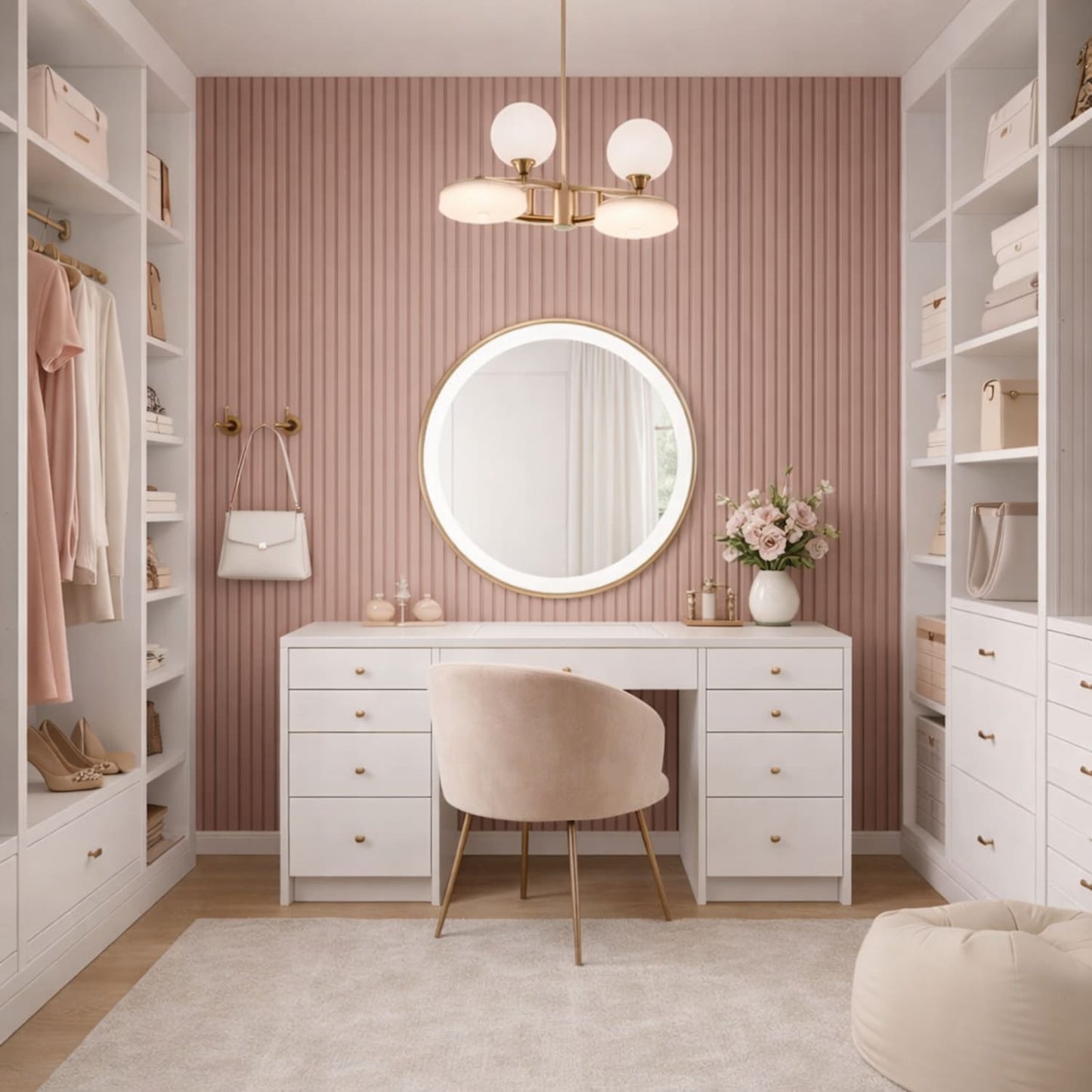 Acoustic Wall Panels In Dusky Pink With White Backing