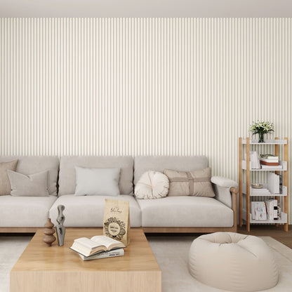 Acoustic Wall Panels in Off White Scallop with White Backing