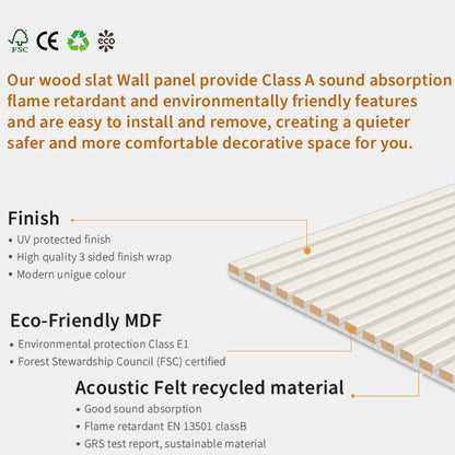 Acoustic Wall Panels in Off White Scallop with White Backing