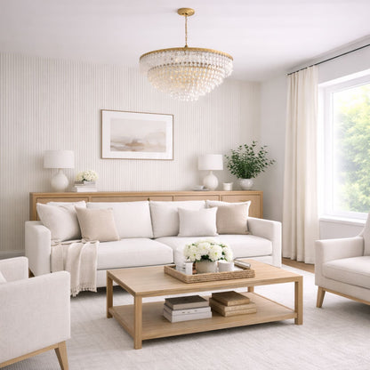 Acoustic Wall Panels in Off White Scallop with White Backing