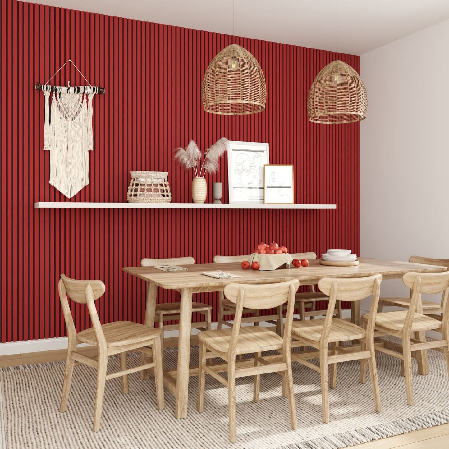Acoustic Wall Panels In Red Wonder With Black Backing