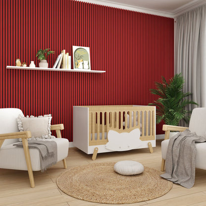 Acoustic Wall Panels In Red Wonder With Black Backing
