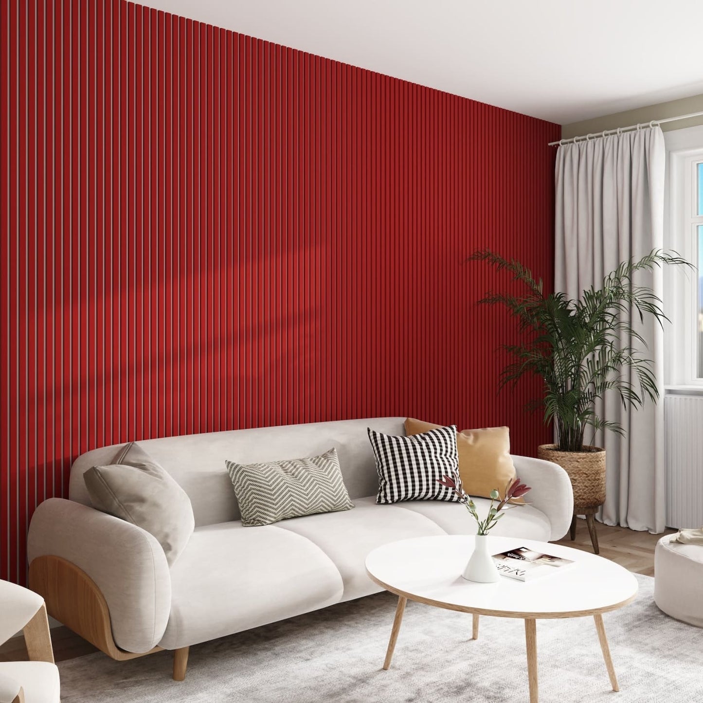 Acoustic Wall Panels In Red Wonder With White Backing