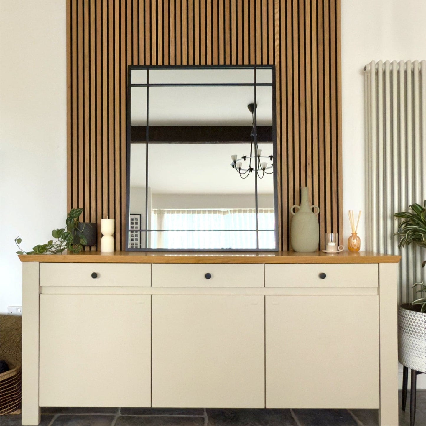 Aimi - Black Metal Rectangle Window Mirror - 95cm x 120cm.