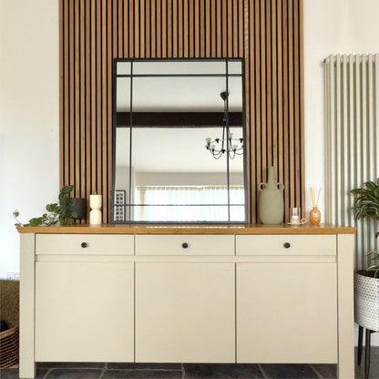 Aimi - Black Metal Rectangle Window Mirror - 95cm x 120cm.
