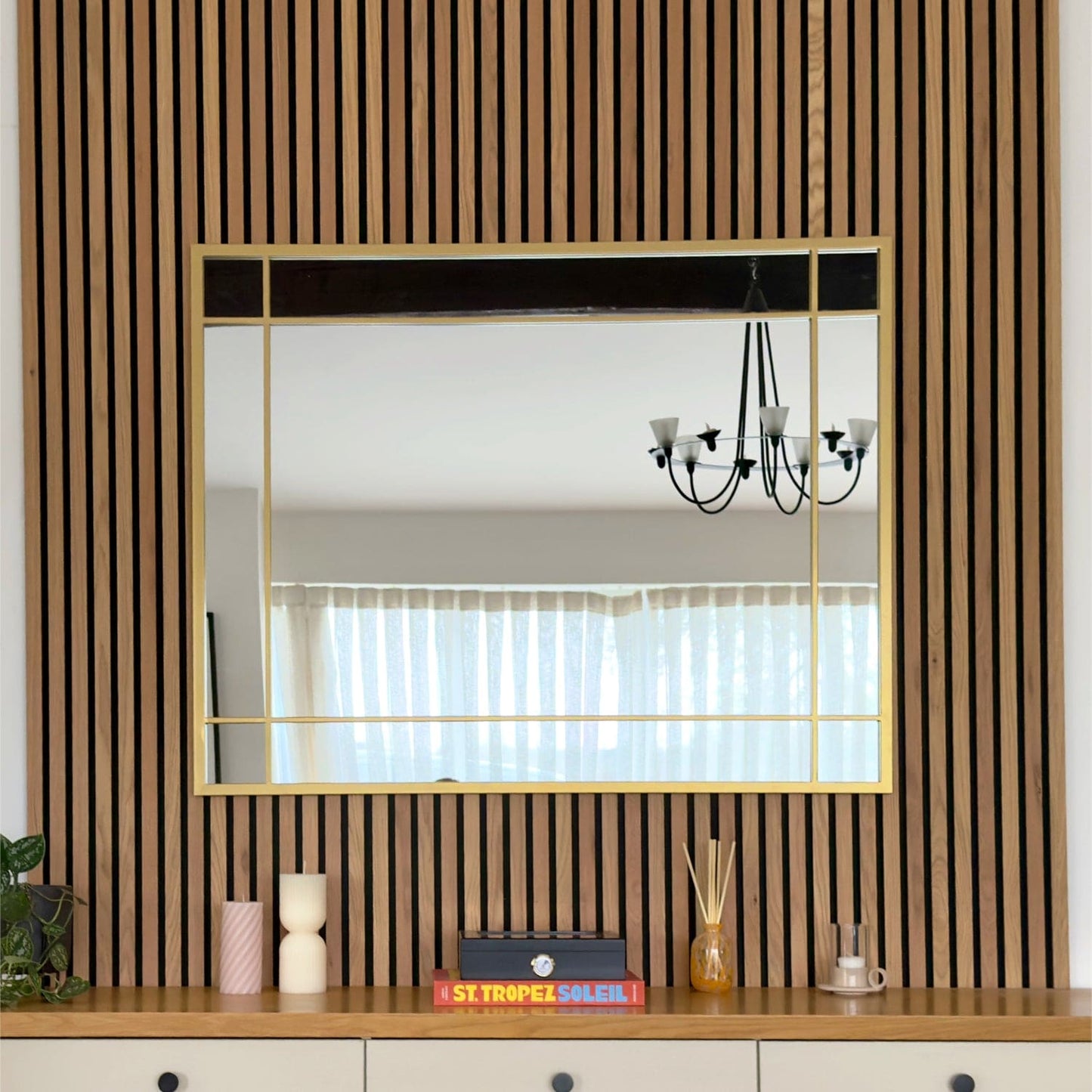 Aimi - Gold Metal Rectangle Window Mirror - 95cm x 120cm.