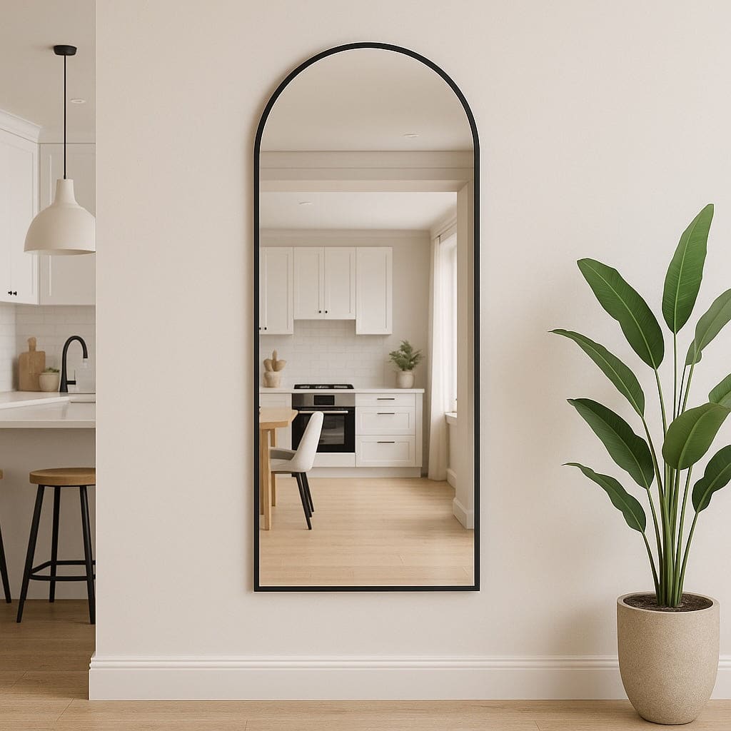 Akiko - Full Length Black Metal Arched Mirror - 160cm x 60cm