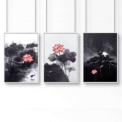 Art Modern Prints | Set of 3 Asian Inspired Wall art Prints
