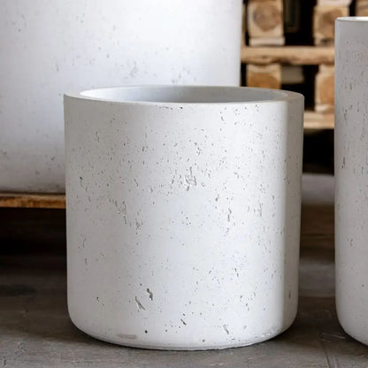 Aurella | White Mist – 30cm Medium Concrete Cylinder Planter – 13L Round Plant Pot
