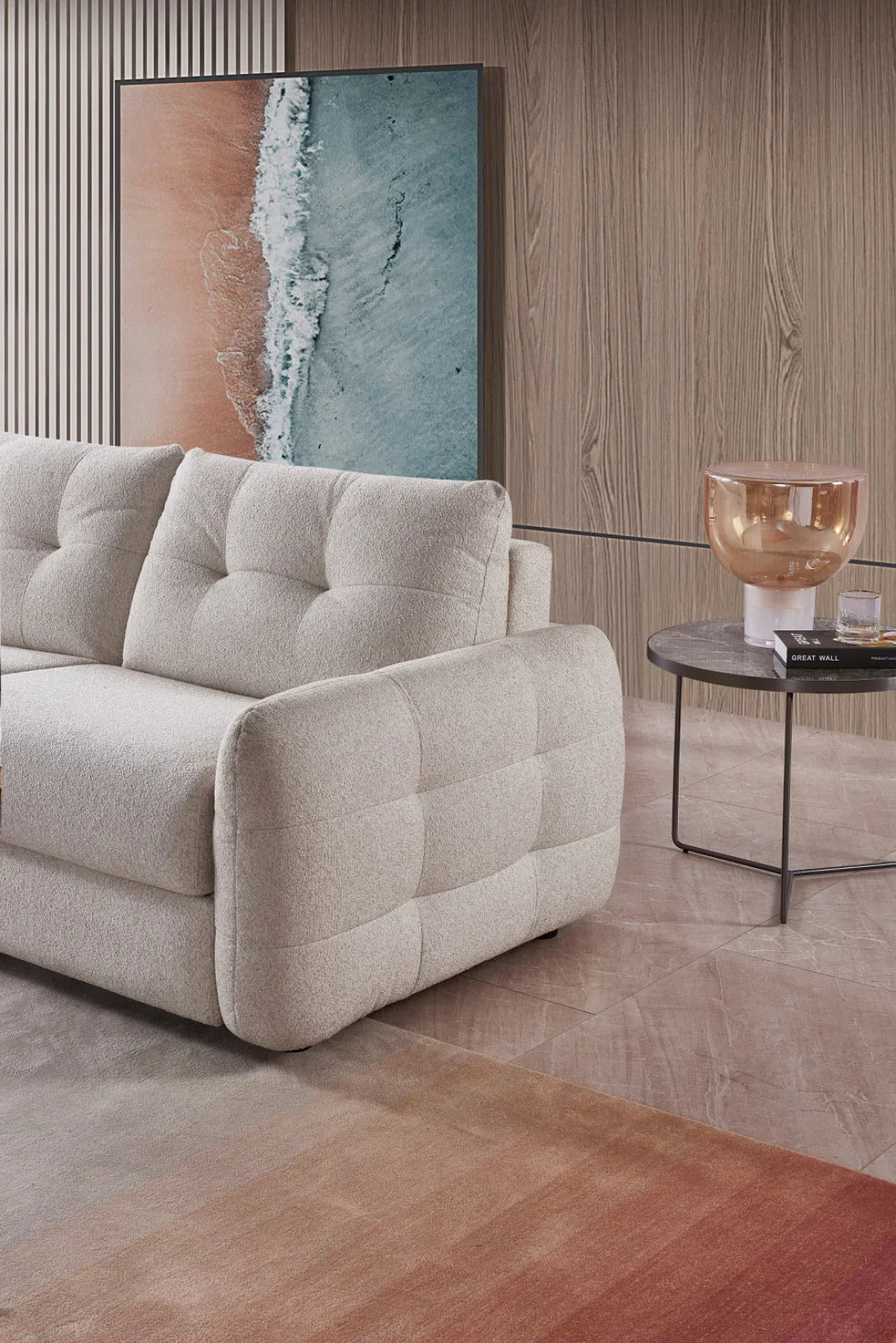 Athens 3 Seater Sofa Bed In Beige/Grey Fabric