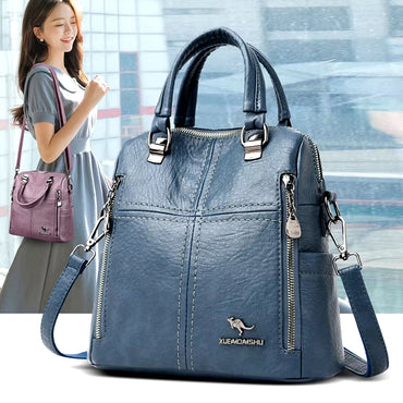 Leather Backpack Women Shoulder Bags Multifunction Travel Backpack School Bags for Girls Bagpack Mochila