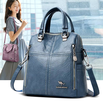 Leather Backpack Women Shoulder Bags Multifunction Travel Backpack School Bags for Girls Bagpack Mochila