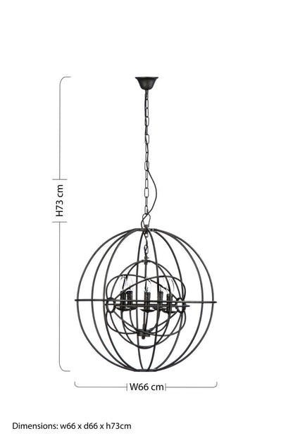 Orbital 5 Arm Black Round Pendant Light