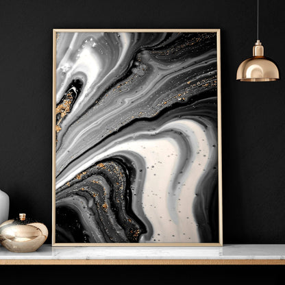 Black & Gold Wall Decor – Set of 3 Abstract Prints