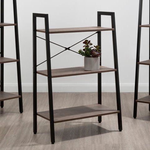 Bradbury Dark Oak Veneer 3 Tier Ladder Shelf Unit