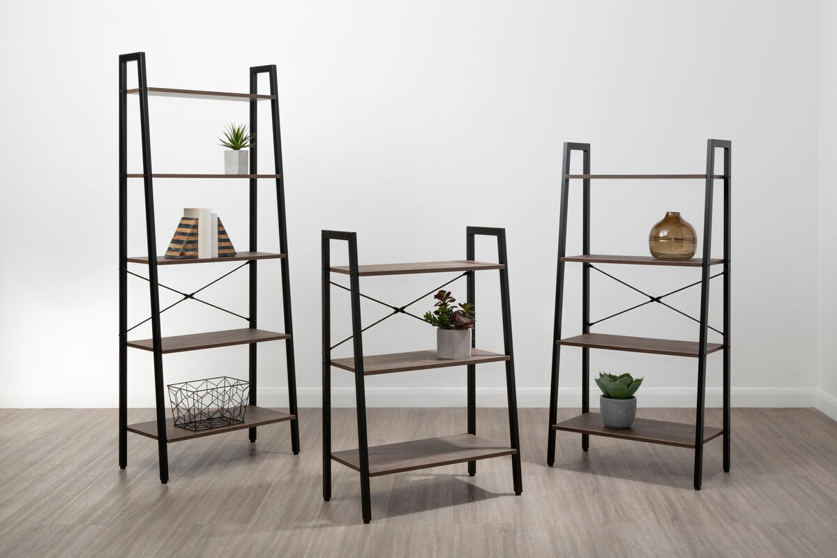 Bradbury Dark Oak Veneer 3 Tier Ladder Shelf Unit