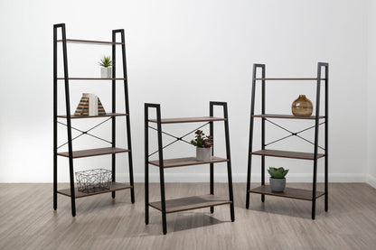 Bradbury Dark Oak Veneer 3 Tier Ladder Shelf Unit