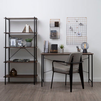 Bradbury Dark Oak Veneer Desk with Metal Frame