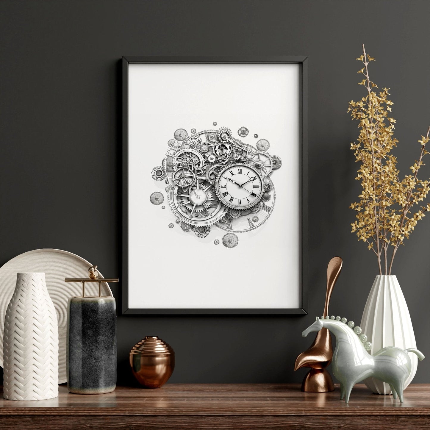 Canvas Painting Wall Decor | Set of 3 Abstract Clocks Wall art Prints