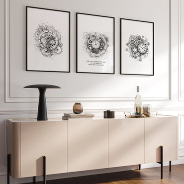 Canvas Painting Wall Decor | Set of 3 Abstract Clocks Wall art Prints