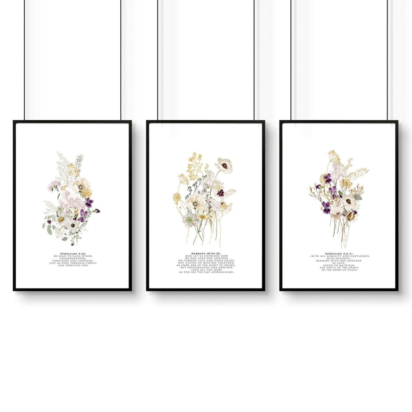 Christian art modern for bedroom | set of 3 wall art prints