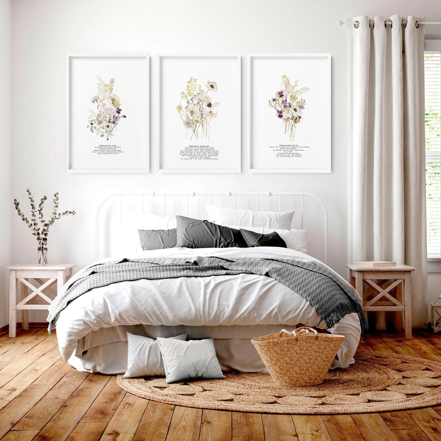 Christian art modern for bedroom | set of 3 wall art prints