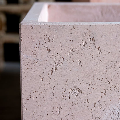 Cubrosa | Blushstone – 70cm Extra Large Concrete Cube Planter – 246L Square Plant Pot