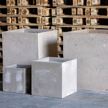 Cubrosa | Truffle – 40cm Large Concrete Cube Planter – 38L Square Plant Pot