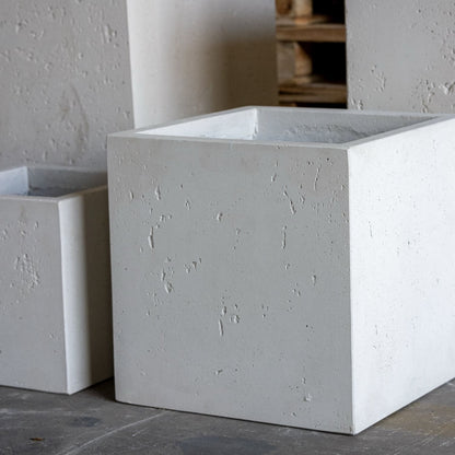 Cubrosa | White Mist – 85cm Extra Large Square Concrete Planter – 459L Block Plant Pot