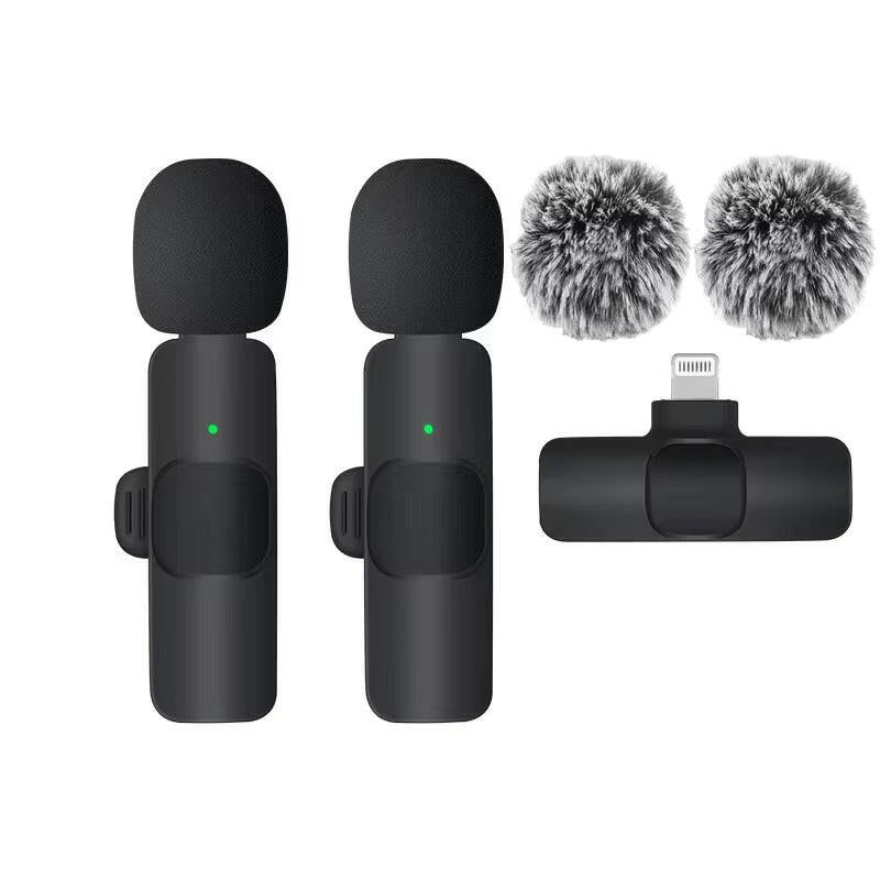 Wireless Lavalier Microphone - Mini Windproof Wool Mic for iPhone 16, Perfect for Vlogs & YouTube Recording