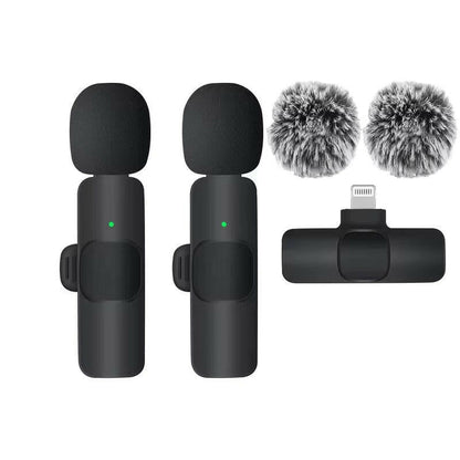 Wireless Lavalier Microphone - Mini Windproof Wool Mic for iPhone 16, Perfect for Vlogs & YouTube Recording