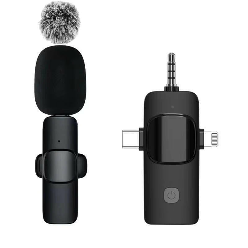 Wireless Lavalier Microphone - Mini Windproof Wool Mic for iPhone 16, Perfect for Vlogs & YouTube Recording