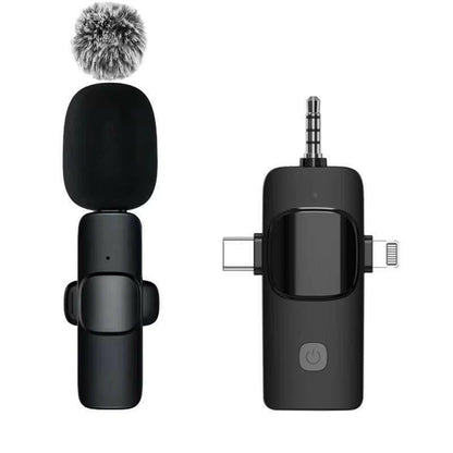 Wireless Lavalier Microphone - Mini Windproof Wool Mic for iPhone 16, Perfect for Vlogs & YouTube Recording