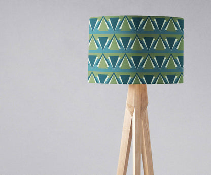 Green and Blue Drum Lampshade, Art Deco Design Shade for Table, Floor or Ceiling Pendant Light