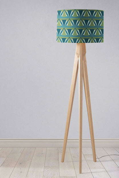 Green and Blue Drum Lampshade, Art Deco Design Shade for Table, Floor or Ceiling Pendant Light