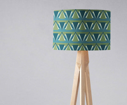 Green and Blue Drum Lampshade, Art Deco Design Shade for Table, Floor or Ceiling Pendant Light