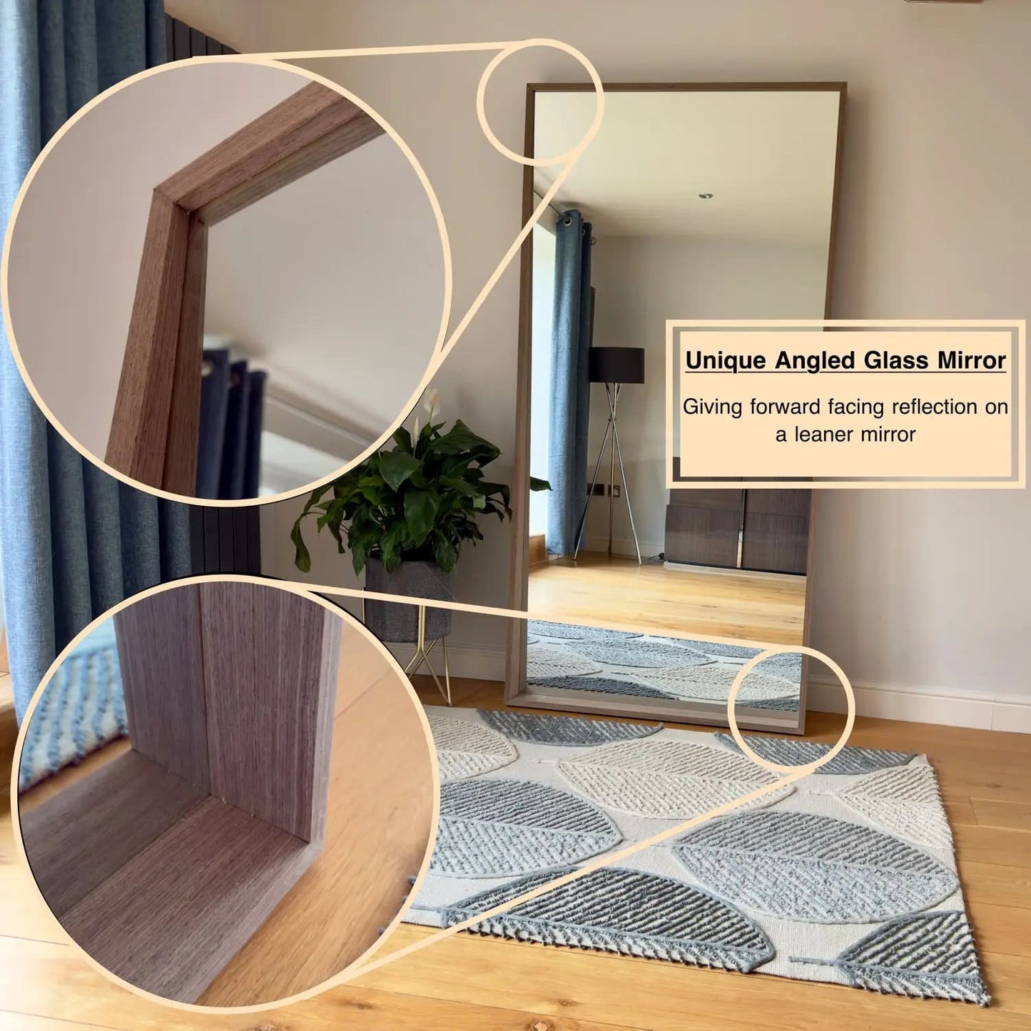 Hanaka - Full Length Grey Oak Rectangle Mirror - 200cm x 100cm