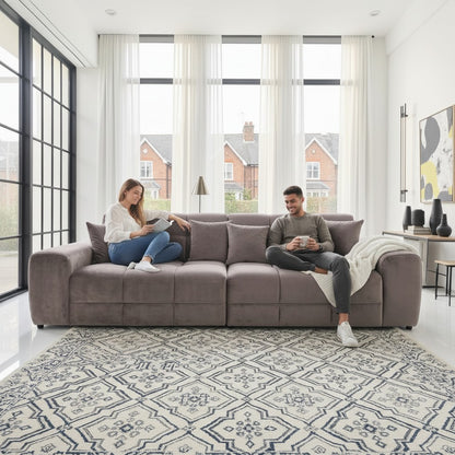 Jacob Mocha Brown Fabric 4 Seater Sofa