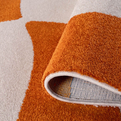 Joli Checkered Orange & White Rug