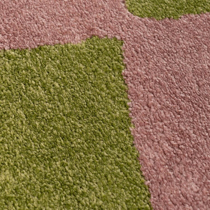 Joli Checkered Green & Pink Rug
