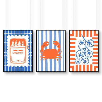 Kitchen Modern Wall Decor | Set of 3 Italian Lifestyle Wall art Prints