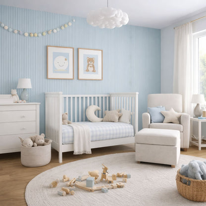 Large Fluted Wall Panels in Baby Blue - 240cm x 60cm