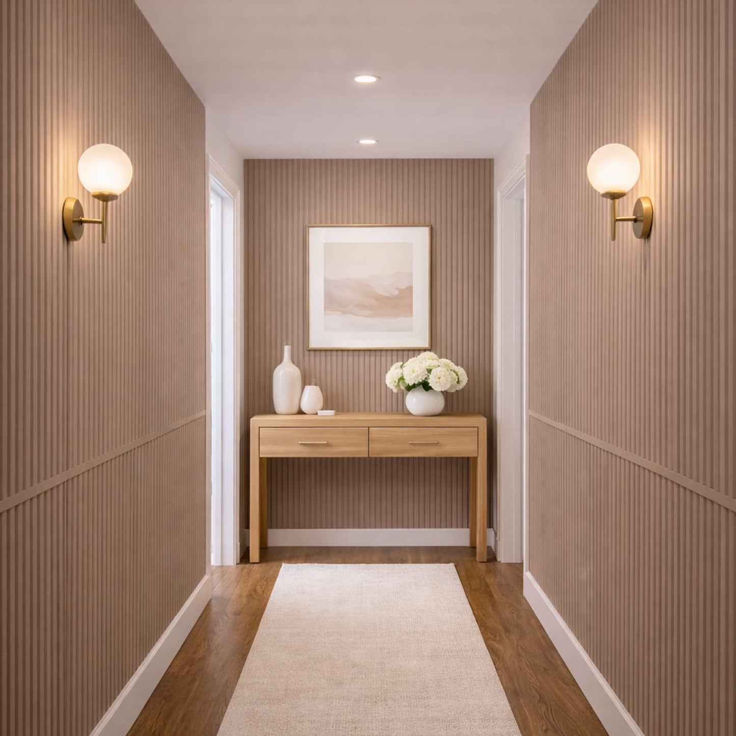 Large Fluted 240cm x 60cm Wall Panels In Biscuit