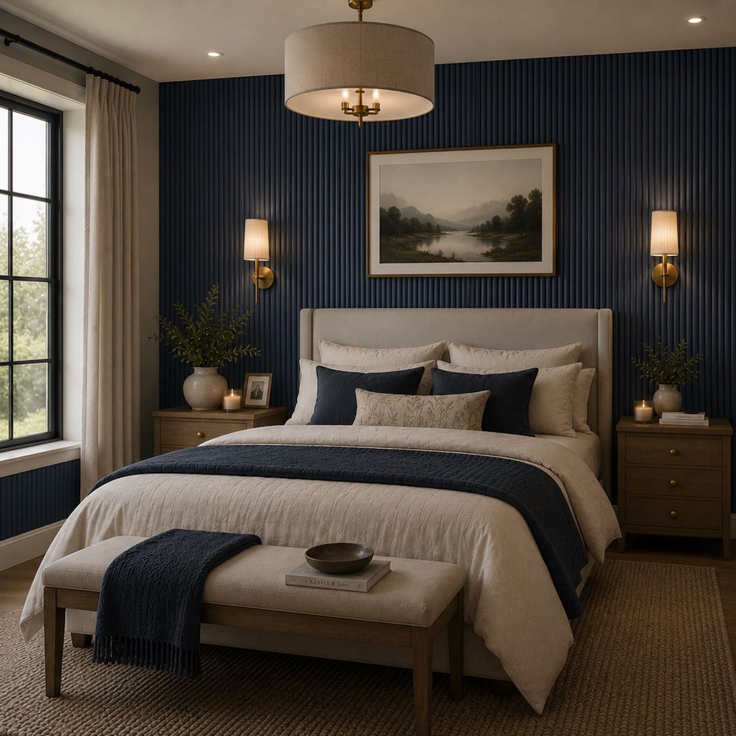 Large Fluted Wall Panels in Blue Maize - 240cm x 60cm