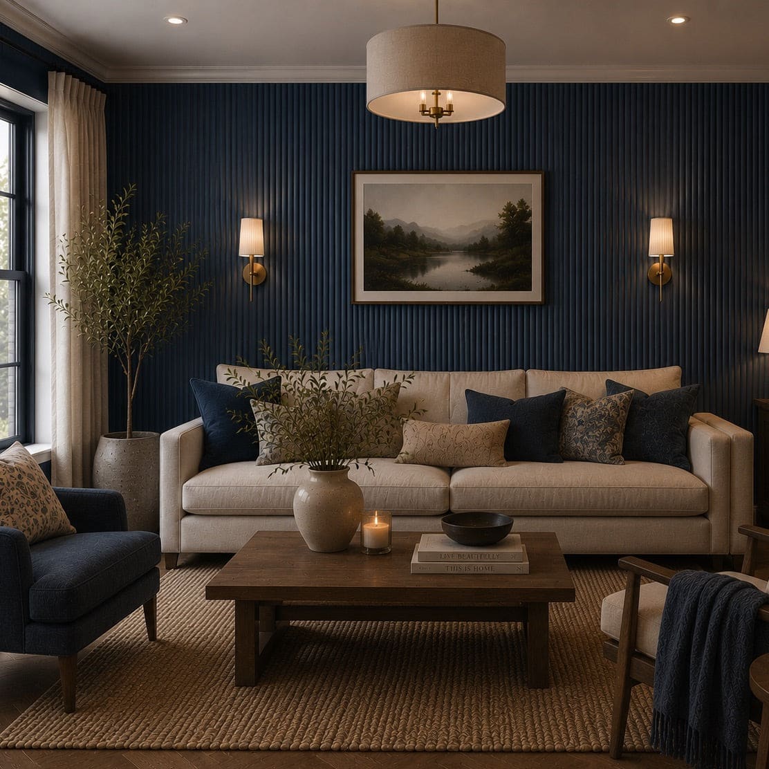Large Fluted Wall Panels in Blue Maize - 240cm x 60cm