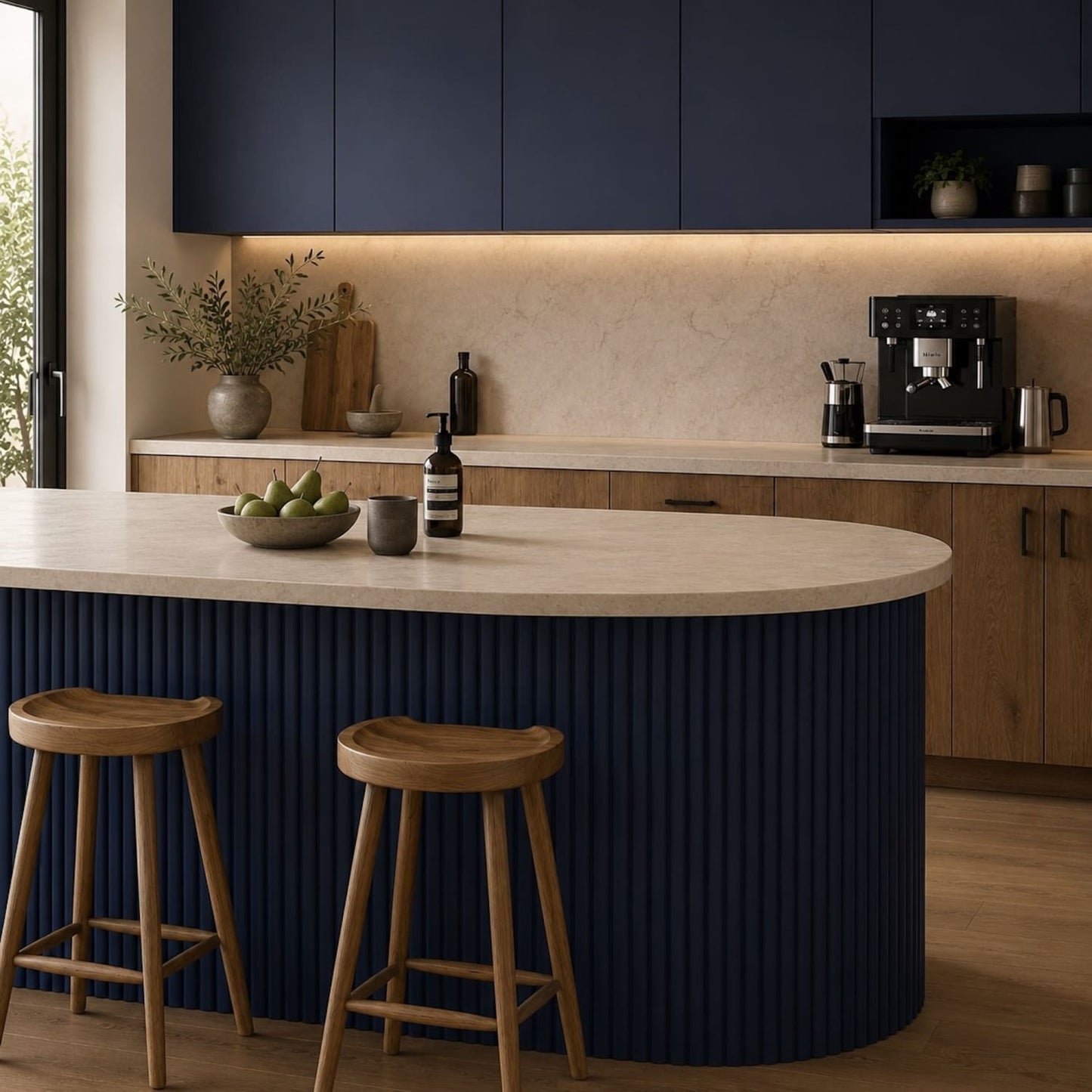 Large Fluted Wall Panels in Blue Maize - 240cm x 60cm