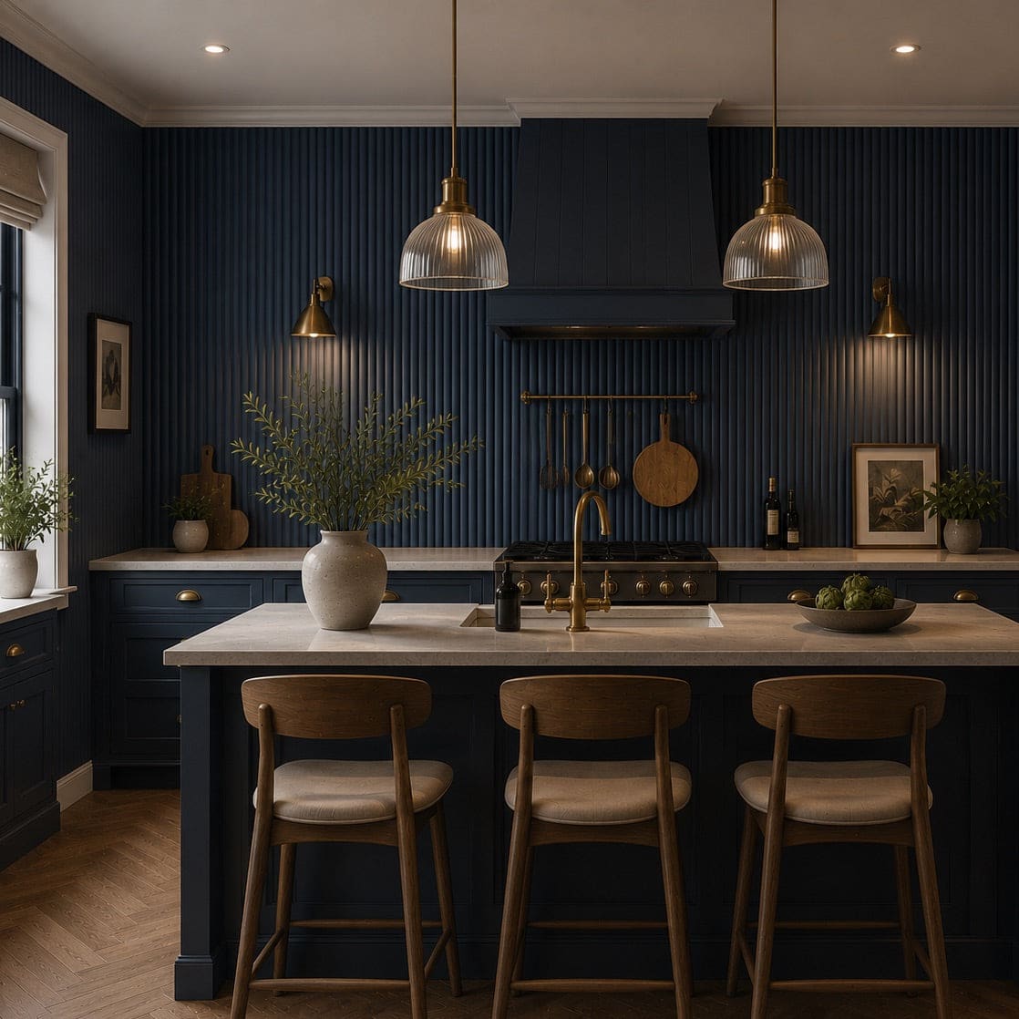 Large Fluted Wall Panels in Blue Maize - 240cm x 60cm