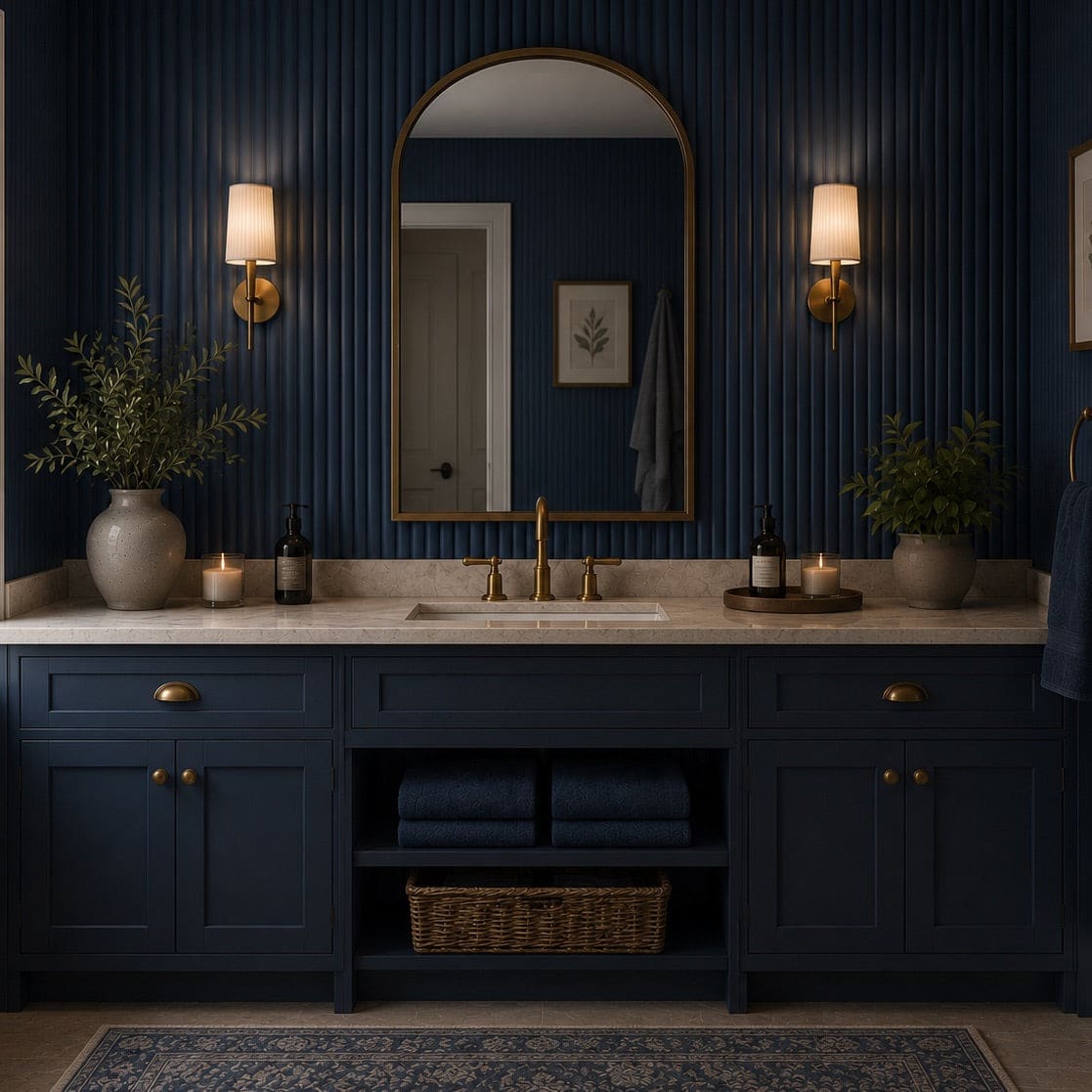 Large Fluted Wall Panels in Blue Maize - 240cm x 60cm
