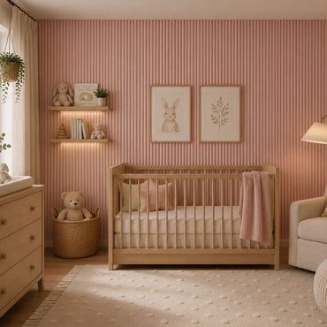 Large Fluted Wall Panels in Dusky Pink - 240cm x 60cm