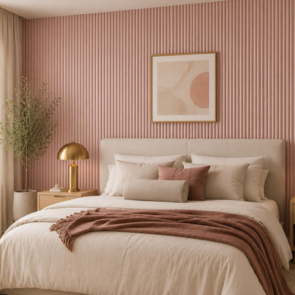 Large Fluted Wall Panels in Dusky Pink - 240cm x 60cm